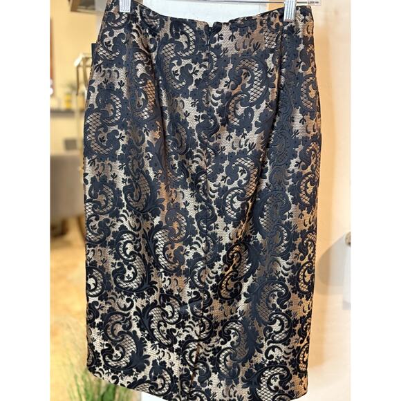Worthington Women's Gold and Black Brocade Skirt Size 6 NEW - Picture 2 of 3
